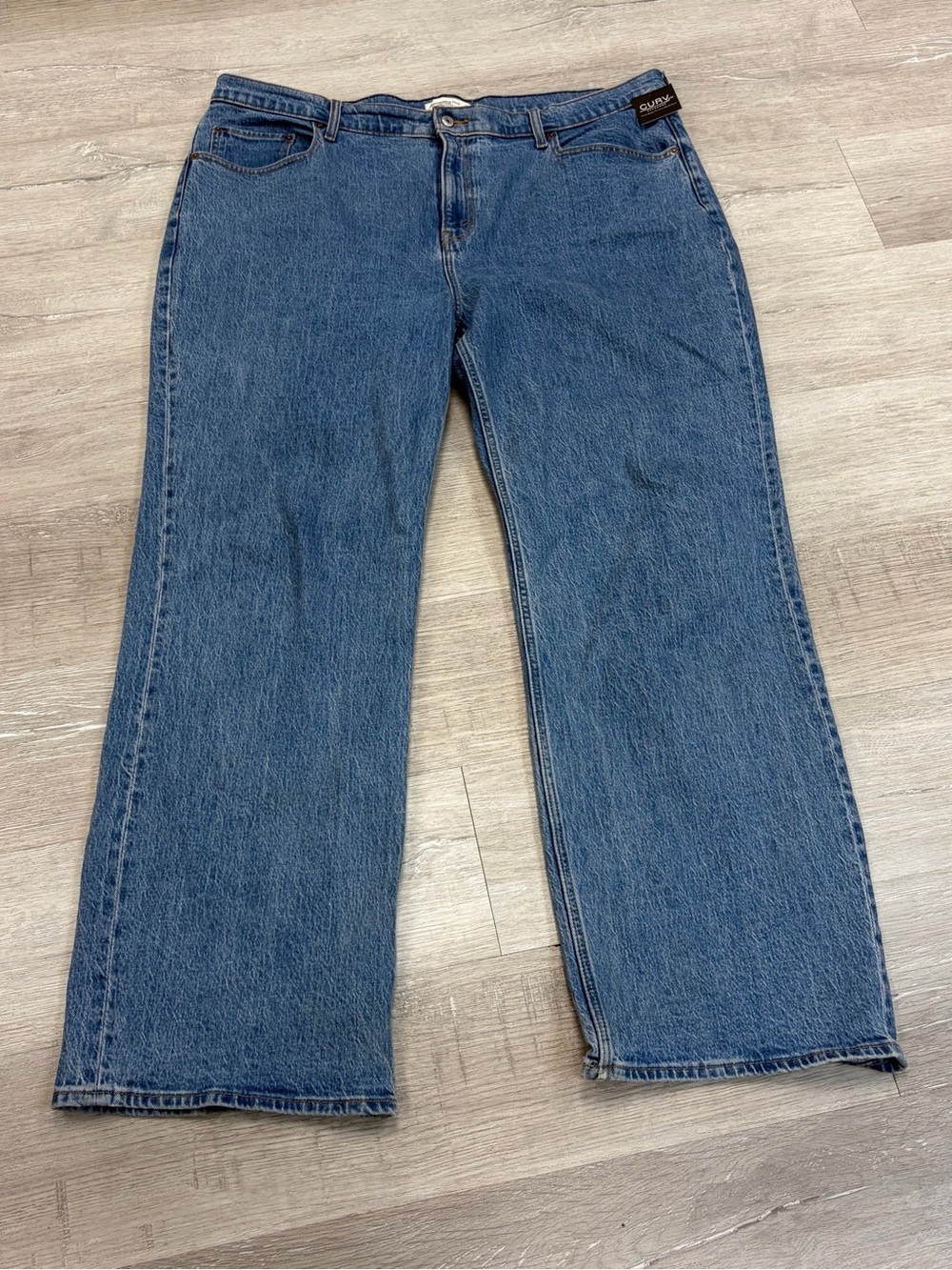 Abercrombie & Fitch High-Rise Relaxed Blue Denim Jeans - Size 20 Long